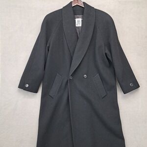 JNY New York Womens Black Double Breasted Wool Blend Long Coat Size XL